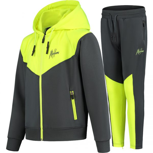 Malelions Tracksuit 'Sport V' Neon Yellow / Antraciet