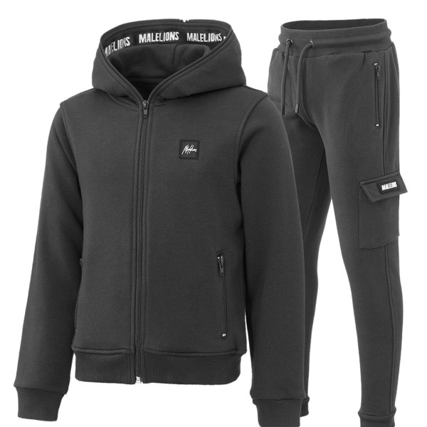 Malelions Junior Tracksuit Patch Deep Dark Grey