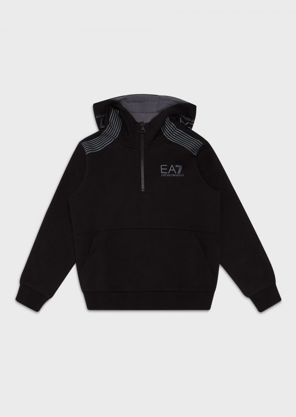 Emporio Armani EA7 Hooded stretch cotton sweatshirt Black