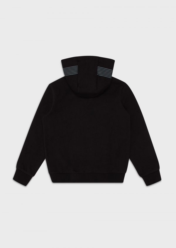 Emporio Armani EA7 Hooded stretch cotton sweatshirt Black - Image 2