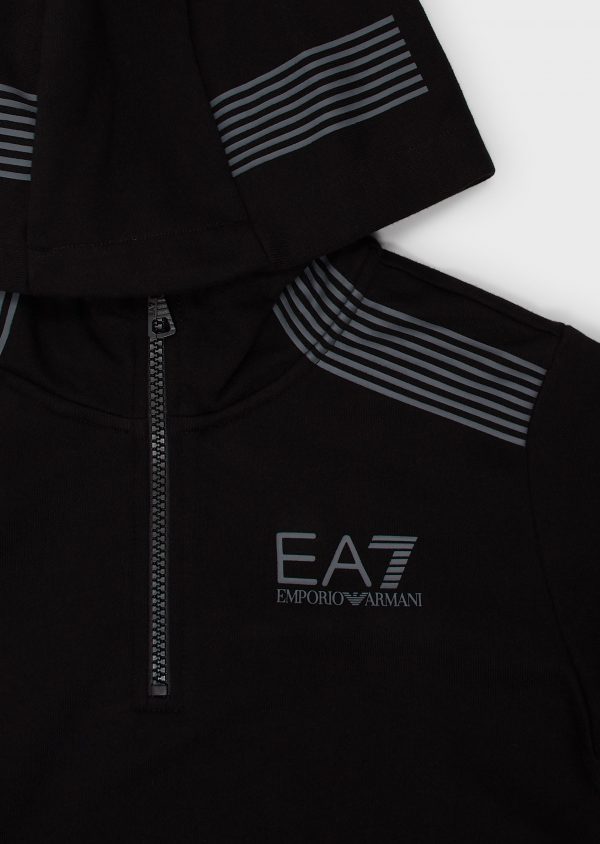 Emporio Armani EA7 Hooded stretch cotton sweatshirt Black - Image 3