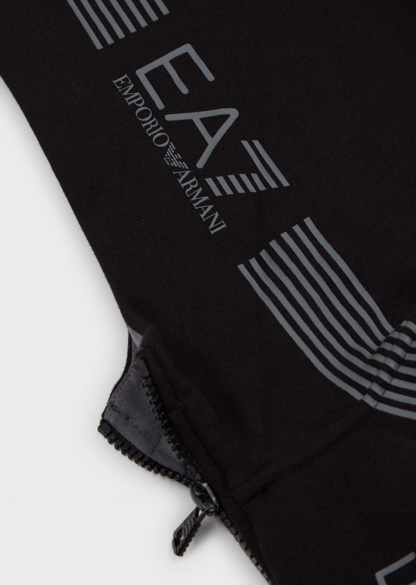 Emporio Armani EA7 Hooded stretch cotton sweatshirt Black - Image 4