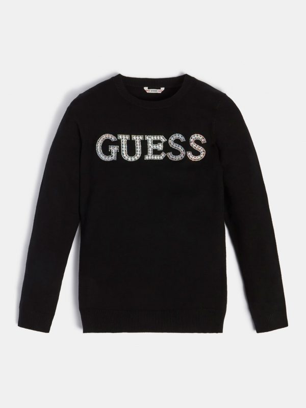 Guess Sweater Black STRASS LOGO