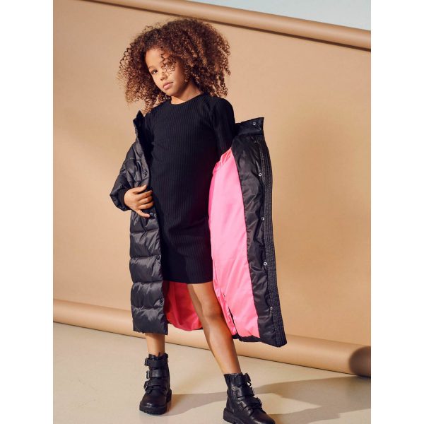 Kids Only CANACE LONG PADDED COAT black / neon pink - Image 3