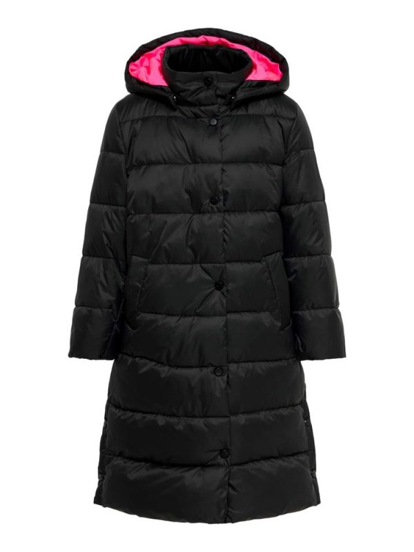 Kids Only CANACE LONG PADDED COAT black / neon pink