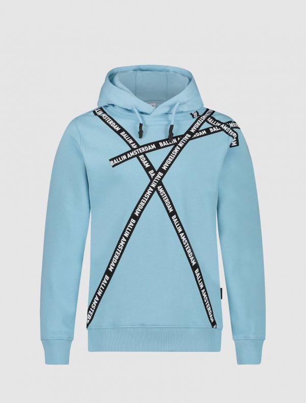 Ballin Amsterdam Hoodie CROSS LOGO TAPE LICHTBLAUW