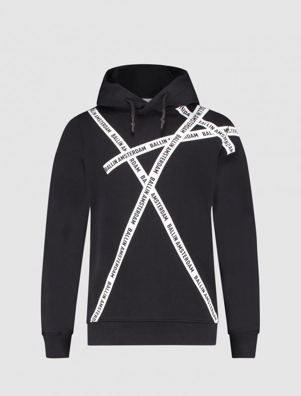 Ballin Amsterdam Hoodie CROSS LOGO TAPE ZWART