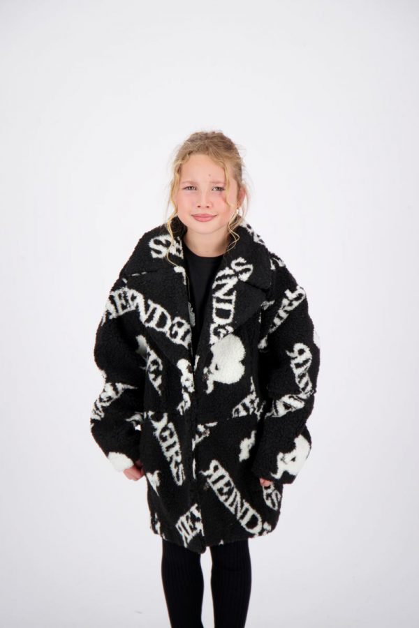 Reinders TEDDY COAT WITH ALL OVER PRINT -  Black