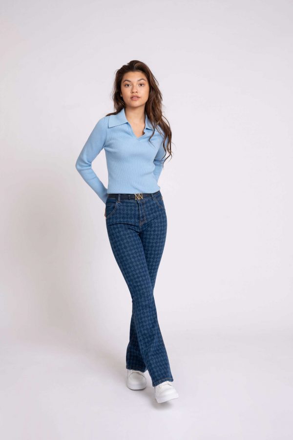 NIK&NIK LANGE MOUWEN TOP MET KRAAG -  GEMMA PULLOVER Blue - Image 3
