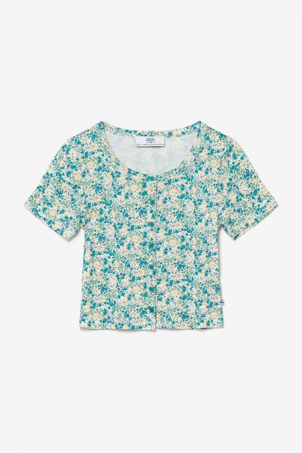 Le Temps des Cerises  Green floral Yzygi top