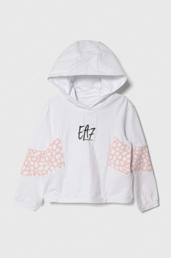 Emporio Armani EA7 Graphic Series stretch-cotton hooded sweatshirt White