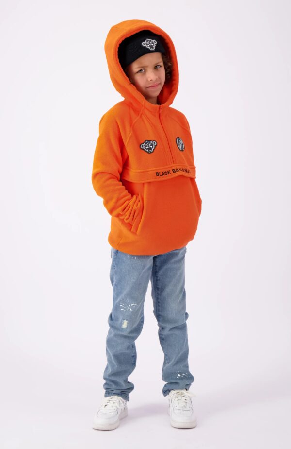 Black Bananas Anorak Fleece Hoody Orange - Image 4