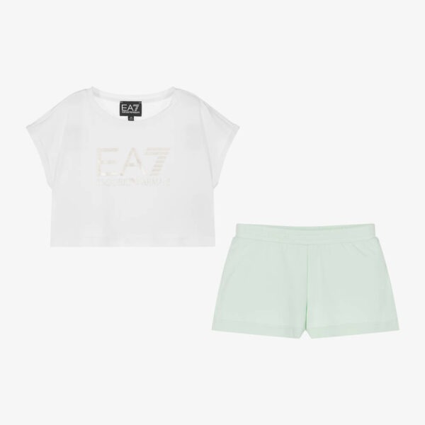 Emporio Armani EA7 White & Mint Green Cotton Set