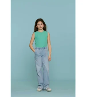Geisha Top rib cropped Aqua
