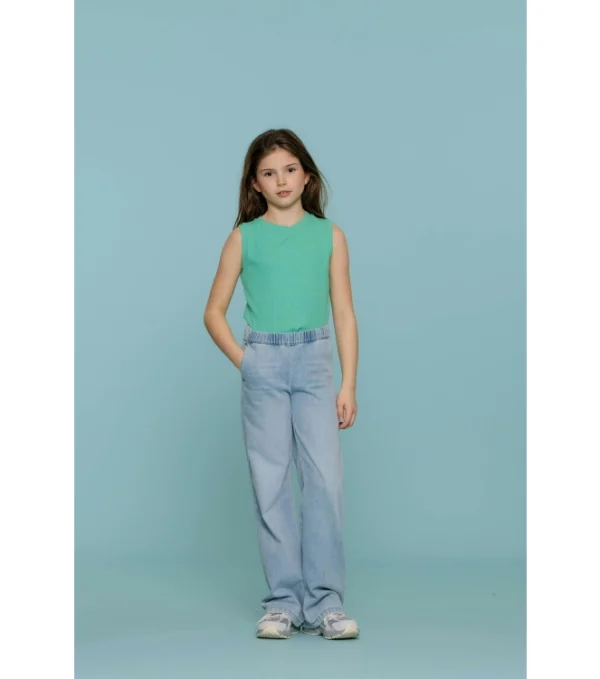 Geisha Top rib cropped Aqua