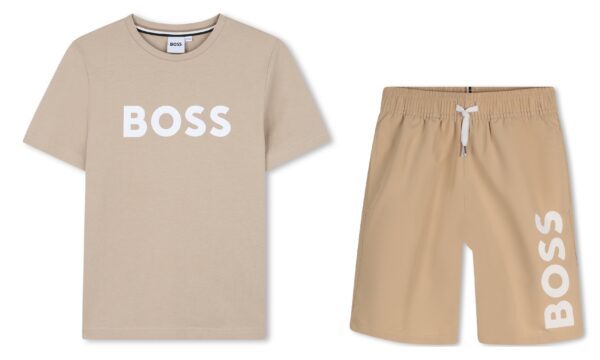 BOSS Set T-shirt en zwemshort Beige