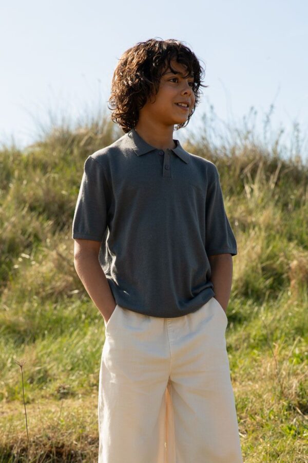AIRFORCE KNITTED POLO SHIRT Pewter - Image 2
