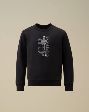 C.P. Company Diagonal Fleece Crewneck Sweatshirt Black