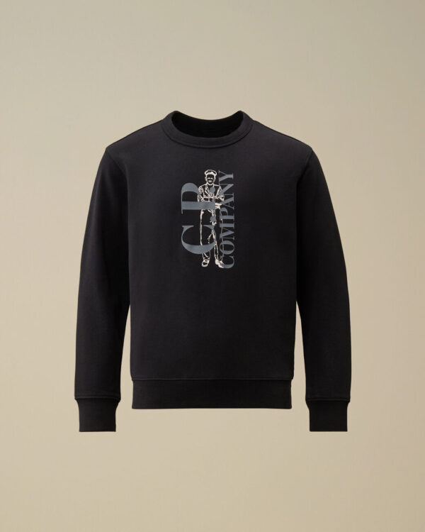 C.P. Company Diagonal Fleece Crewneck Sweatshirt Black