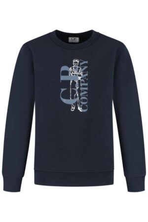 C.P. Company Diagonal Fleece Crewneck Sweatshirt Blue