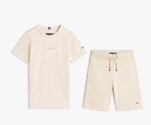 Tommy Hilfiger Essential Logo T-Shirt And Shorts Set beige