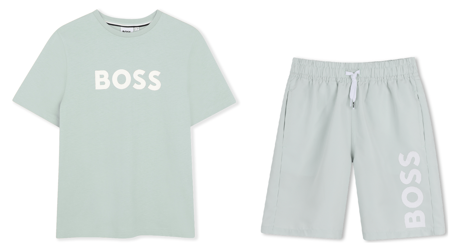 BOSS Set T-shirt en zwemshort Sprout Gree