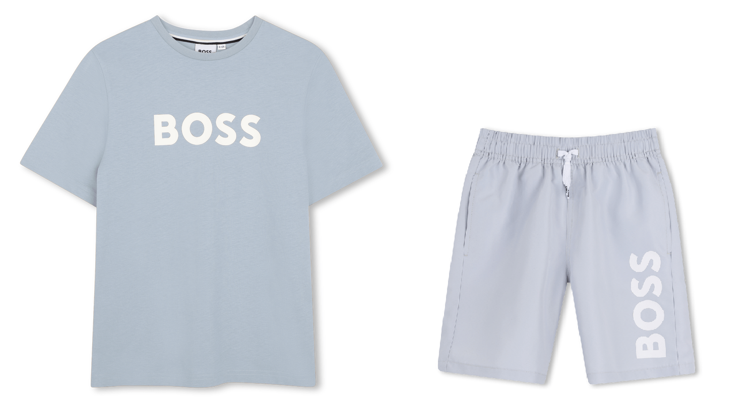 BOSS Set T-shirt en zwemshort Pale Blue
