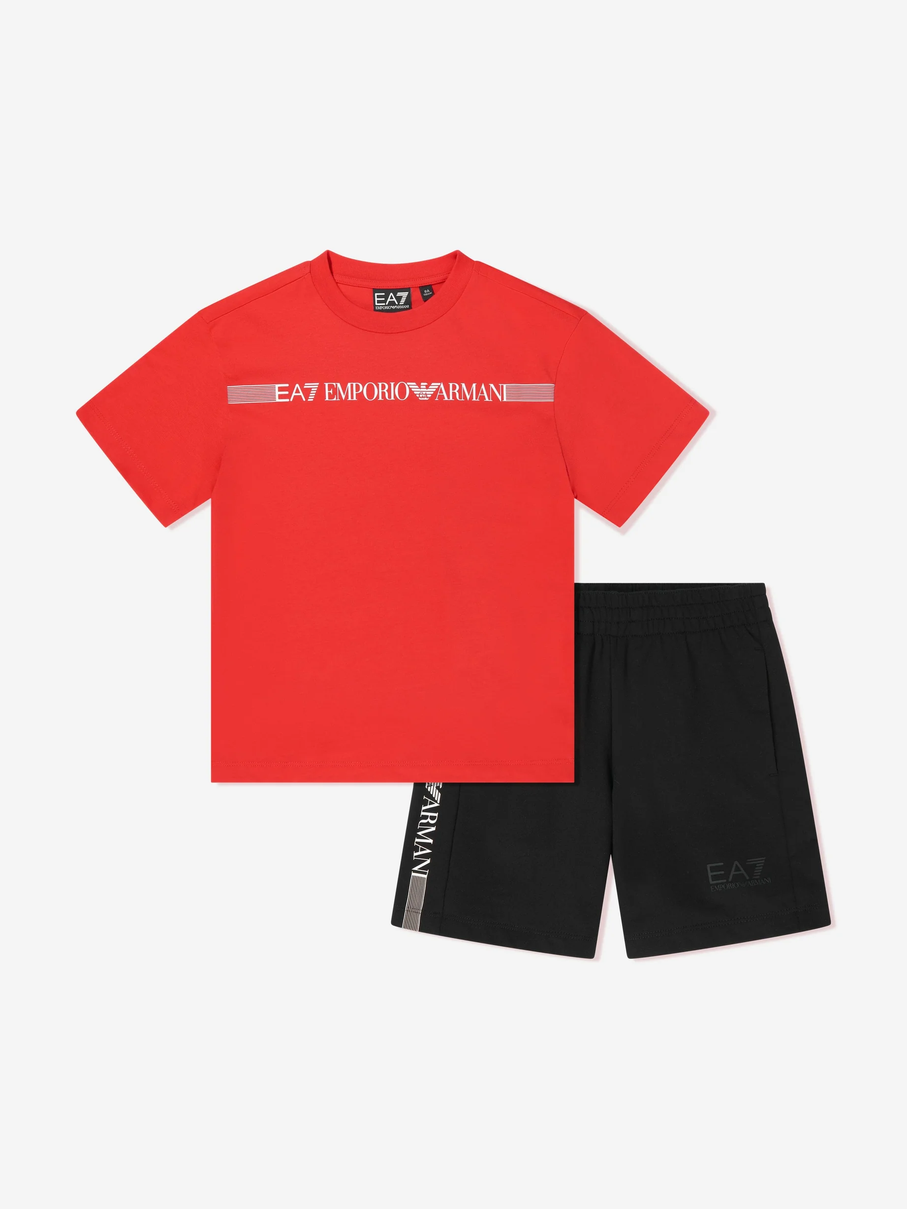 Emporio Armani EA7 Logo Series T-shirt and Shorts set Red