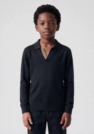 Antony Morato regular fit shortsleeve button less knit polo Black