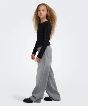 Only KOGCOBAIN wide leg jeans met strass Light Grey
